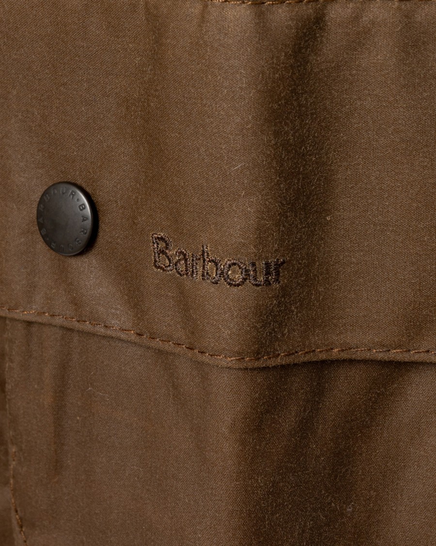 Barbour Beaufort Waxed Cotton Jacket With Iconic Design Elements In Brown