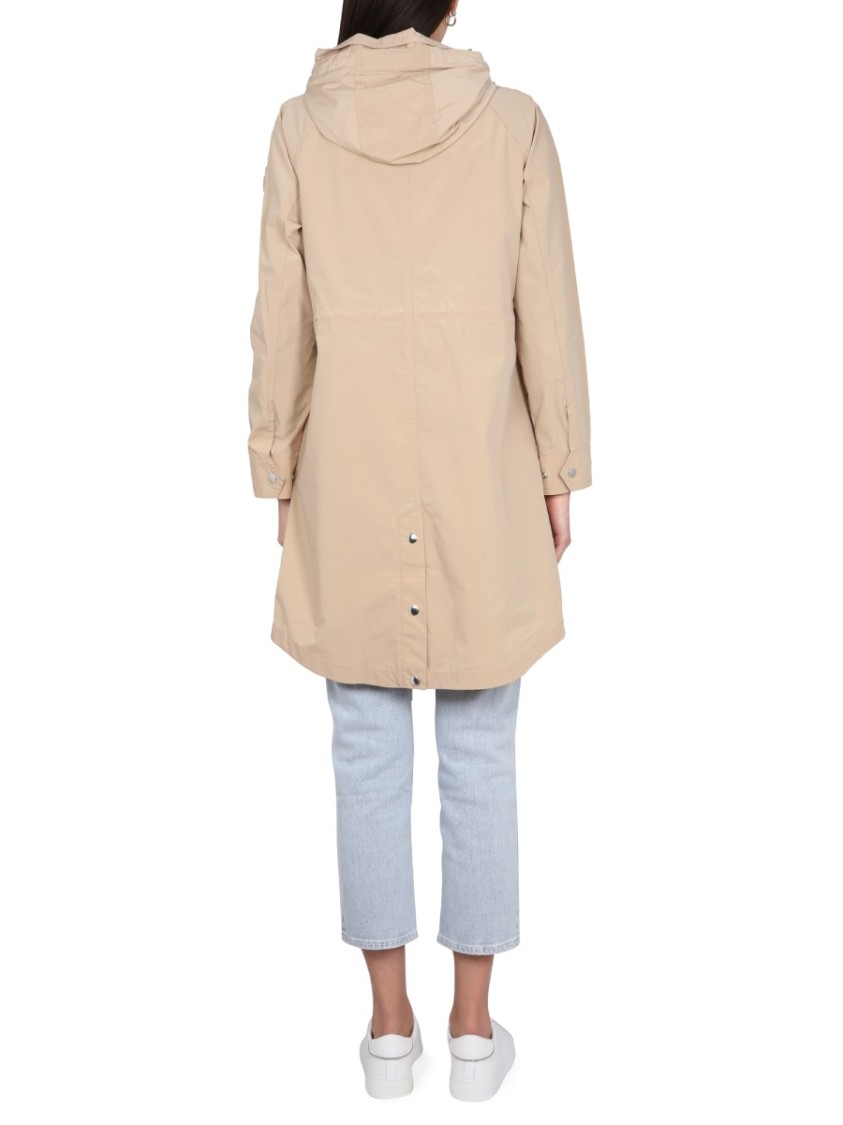 Woolrich Summer Parka With Long Length And Hood In Neutrals