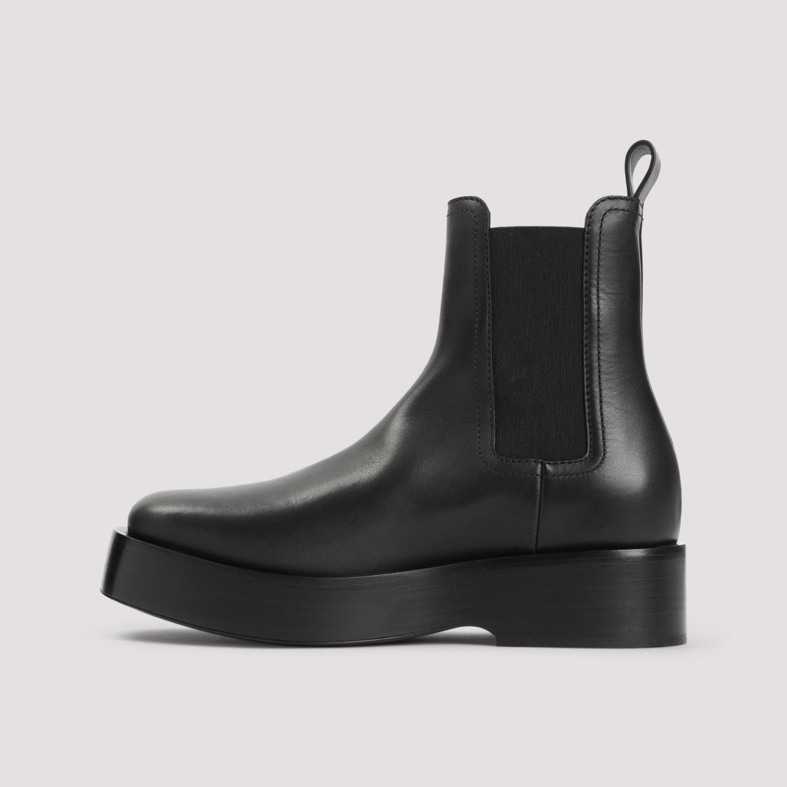 Shop Bottega Veneta Chunky Platform Boots With Rounded Toe Design In Black