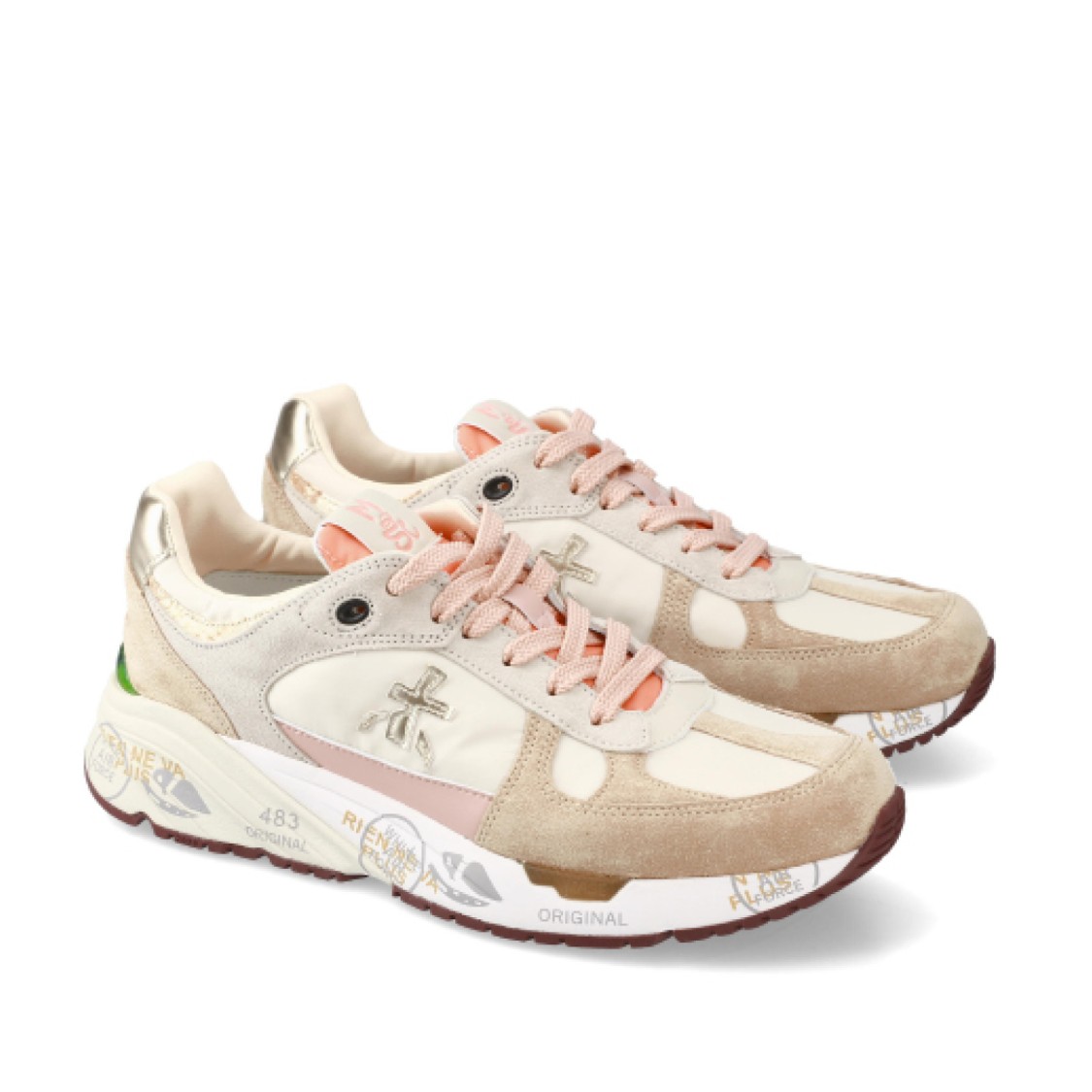 Premiata Mase Sneakers In Beige Suede And Fabric In Neutrals