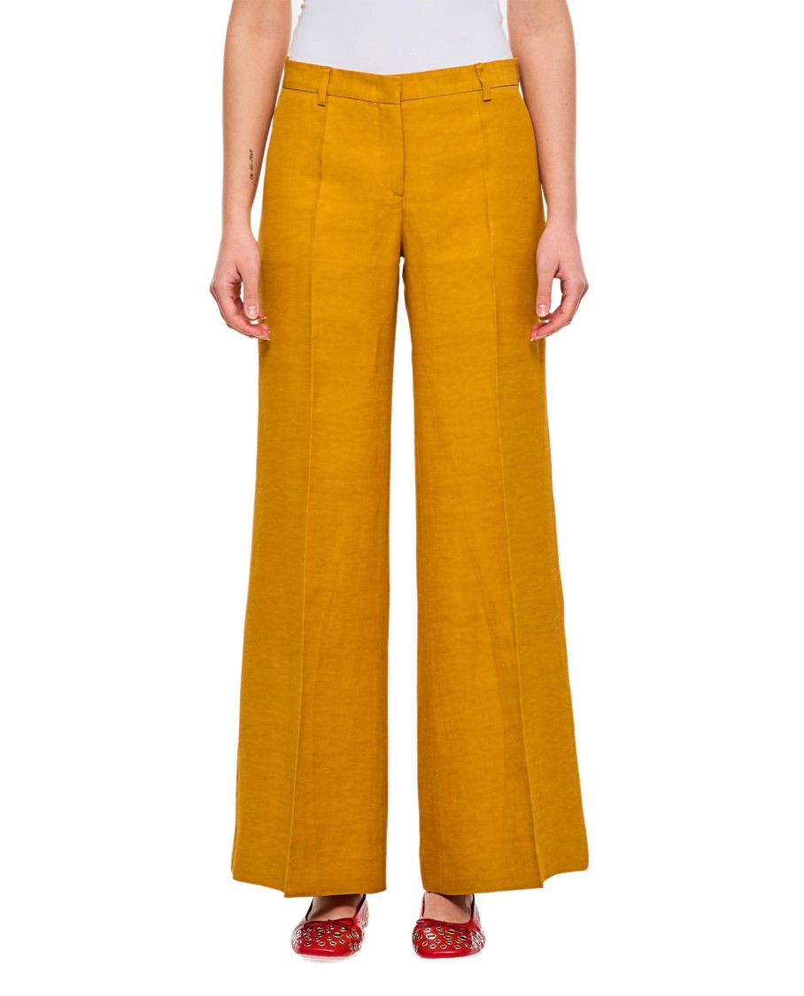 Alberto Biani Wide-leg Soft Pants With Front Closure And Side Pockets