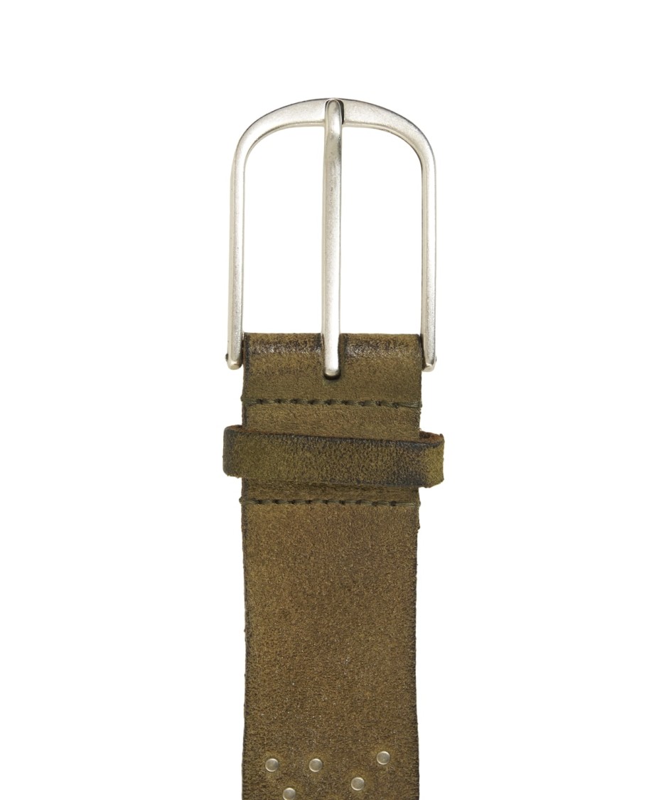 Gavazzeni Belt With Silver-colored Studs And Textured Leather