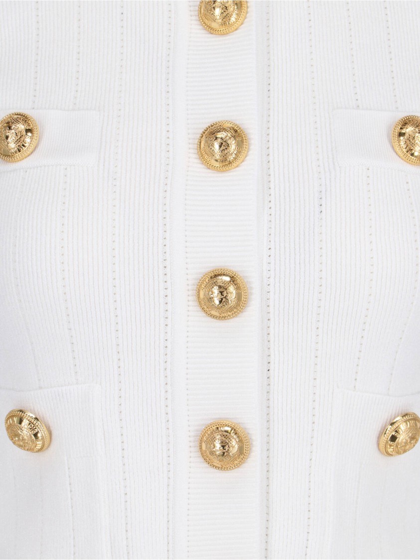 BALMAIN BALMAIN DECORATIVE BUTTON' CARDIGAN – WHITE