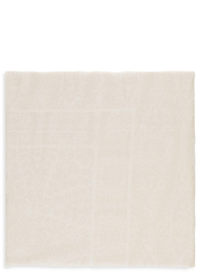 Etro Beige Floral Pattern Cotton Stole In Neutrals