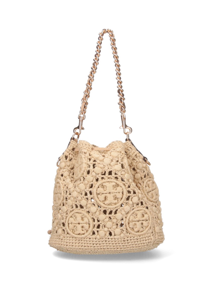 Tory Burch Medium Bucket Bag T Monogram In Neutral