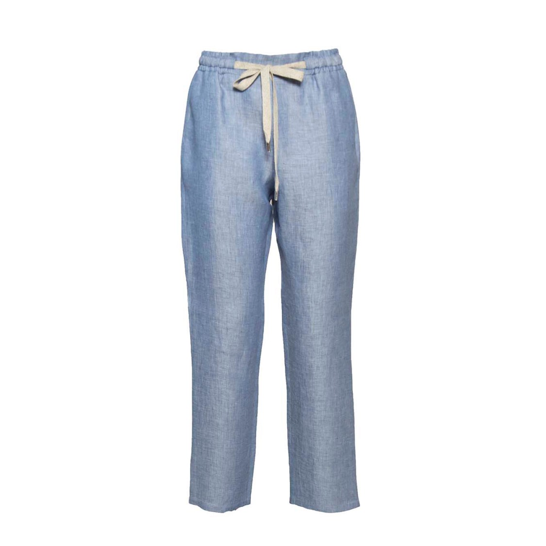BARBA NAPOLI BARBA JOKE STRAIGHT TROUSERS IN LIGHT BLUE LINEN 