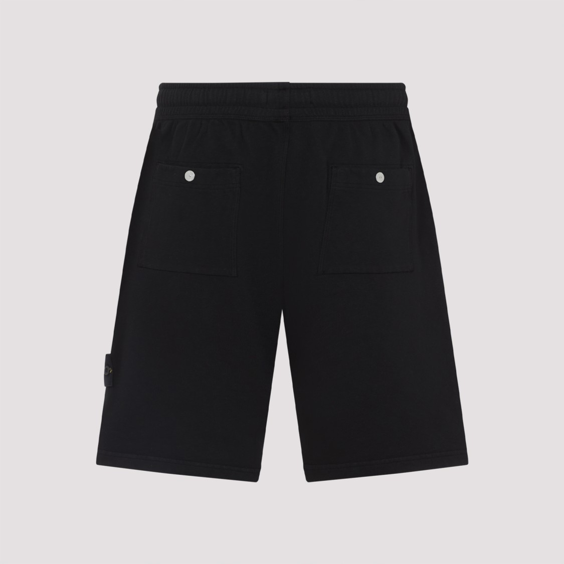 Shop Stone Island Black Bermudas With Elastic Waistband And Logo Patch