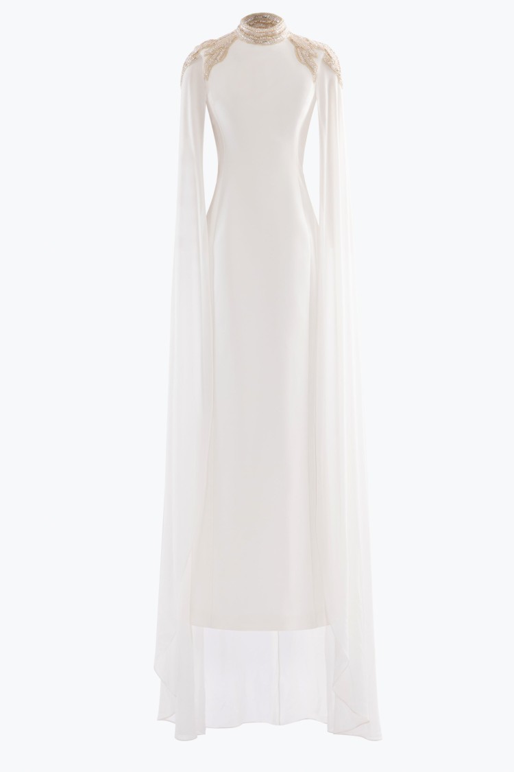 Shop Saiid Kobeisy Embellished Crepe Kaftan