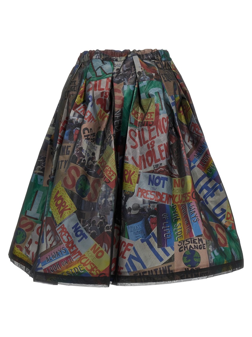 Comme Des Garçons Structured Midi Skirt With Overlapping Fabric Design