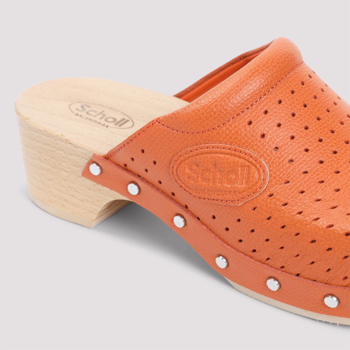 Balenciaga Pastel Orange Calf Leather Scholl Clog Mule In Orange