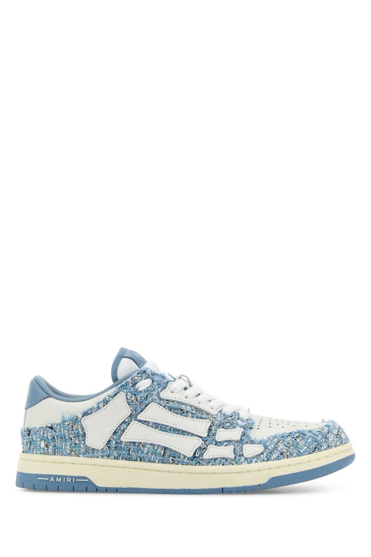 Amiri Tow-tone Boucle Skel Sneakers In Gray