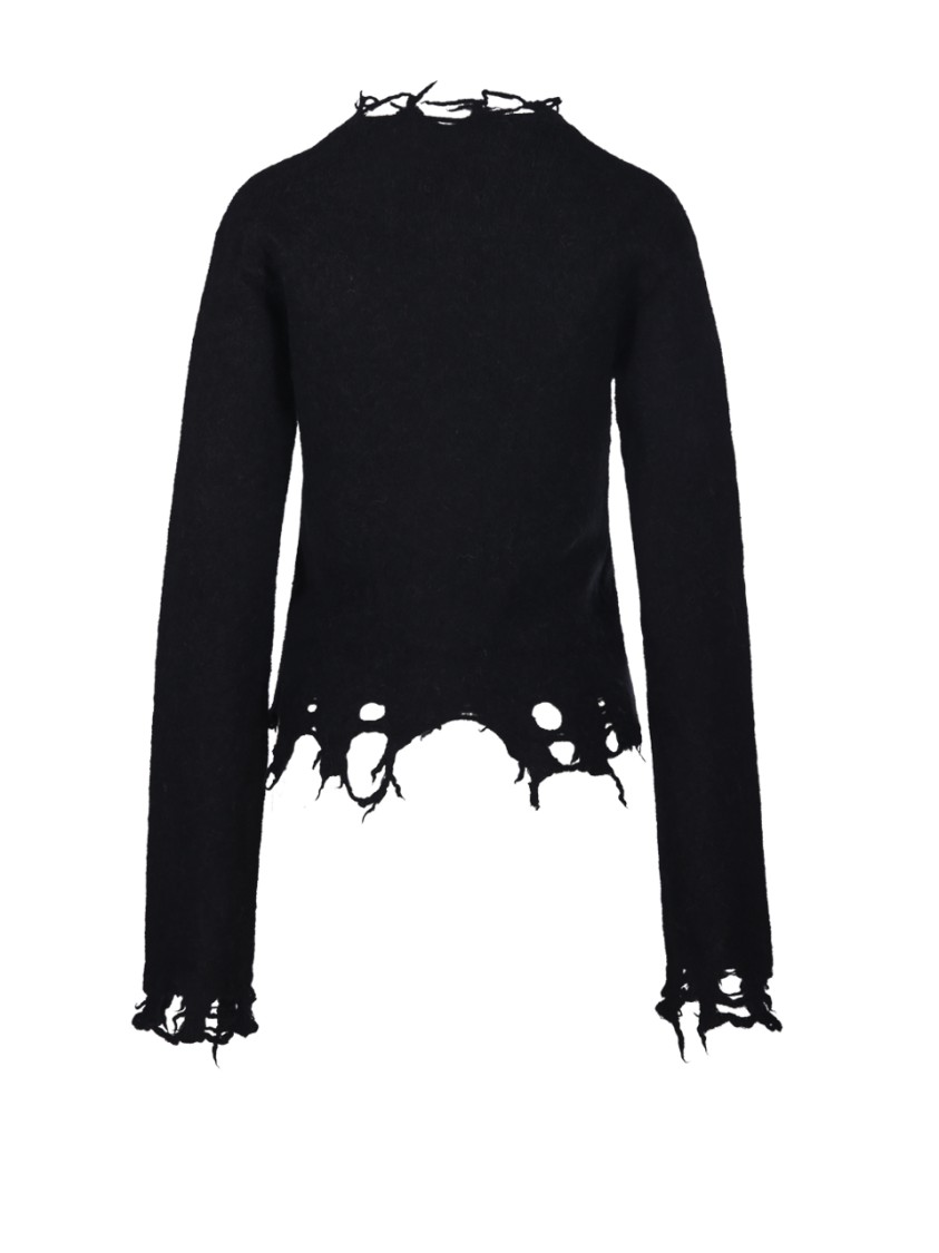 Haikure Jill Sweater With Long Sleeves And Distressed Edges In Black