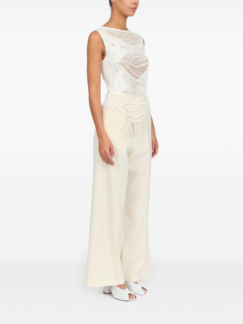 Mm6 Maison Margiela Mm6 By Maison Margiela Layered Distressed Fabric Sleeveless Top In Neutrals