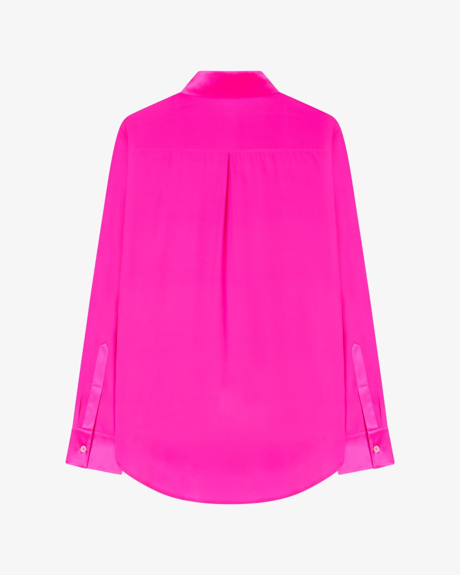 Serena Bute Silk Classic Shirt - Neon Pink In Pink