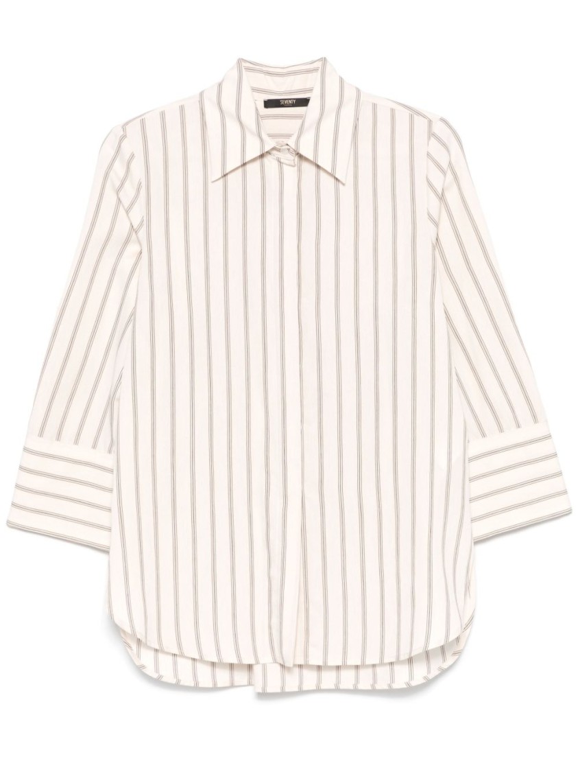 SEVENTY SERGIO TEGON SEVENTY SERGIO TEGON CLASSIC VERTICAL STRIPE SHIRT WITH POINTED COLLAR