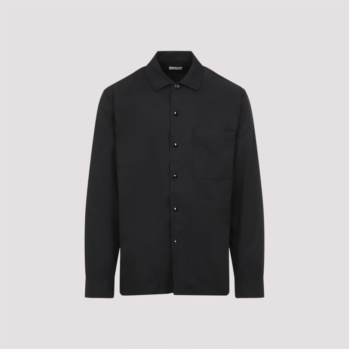 Dries Van Noten Cornish Black Tech Fabric Shirt With Pointed Collar In Black