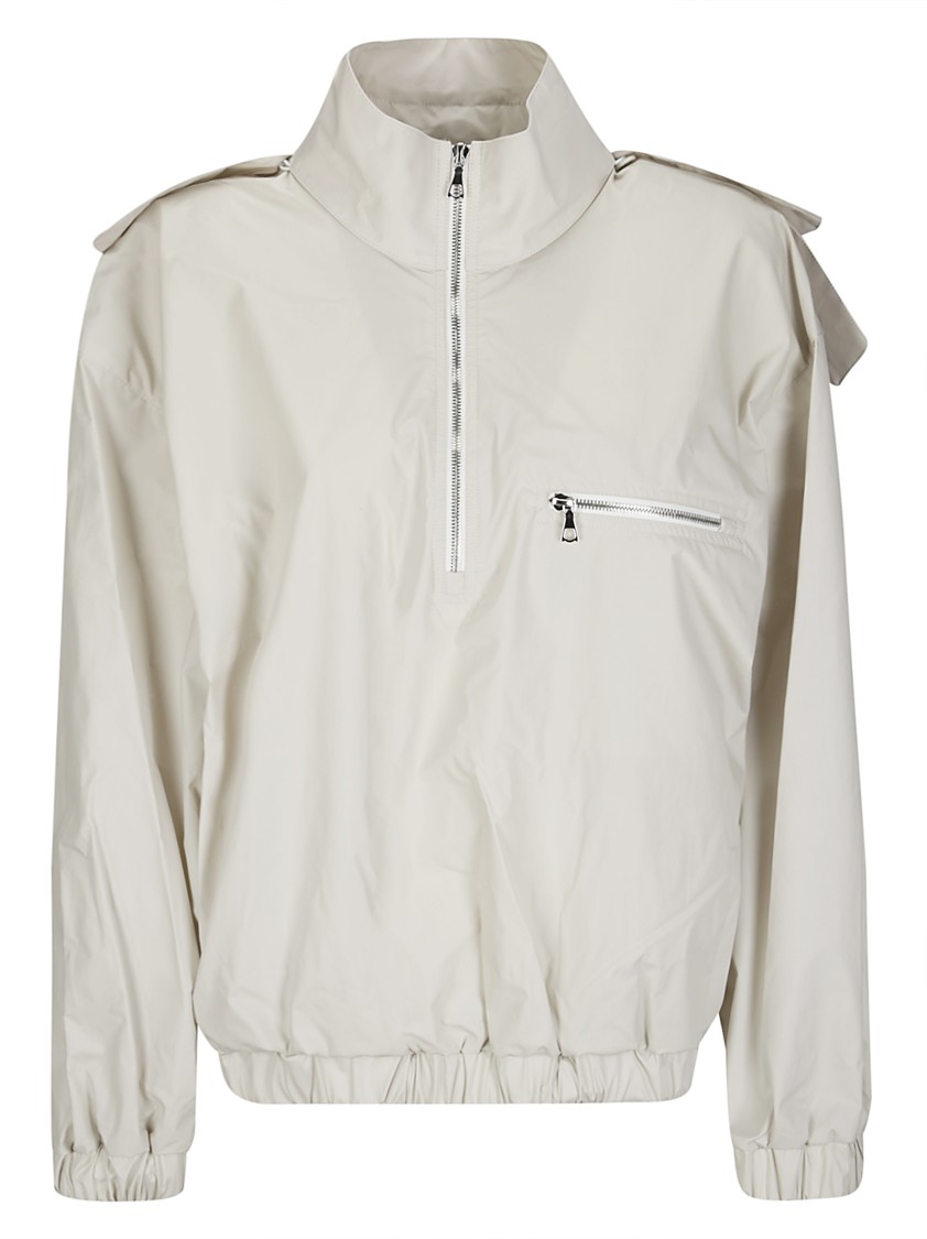 Rier Short Zip-front Jacket With Removable Hood In Neutrals