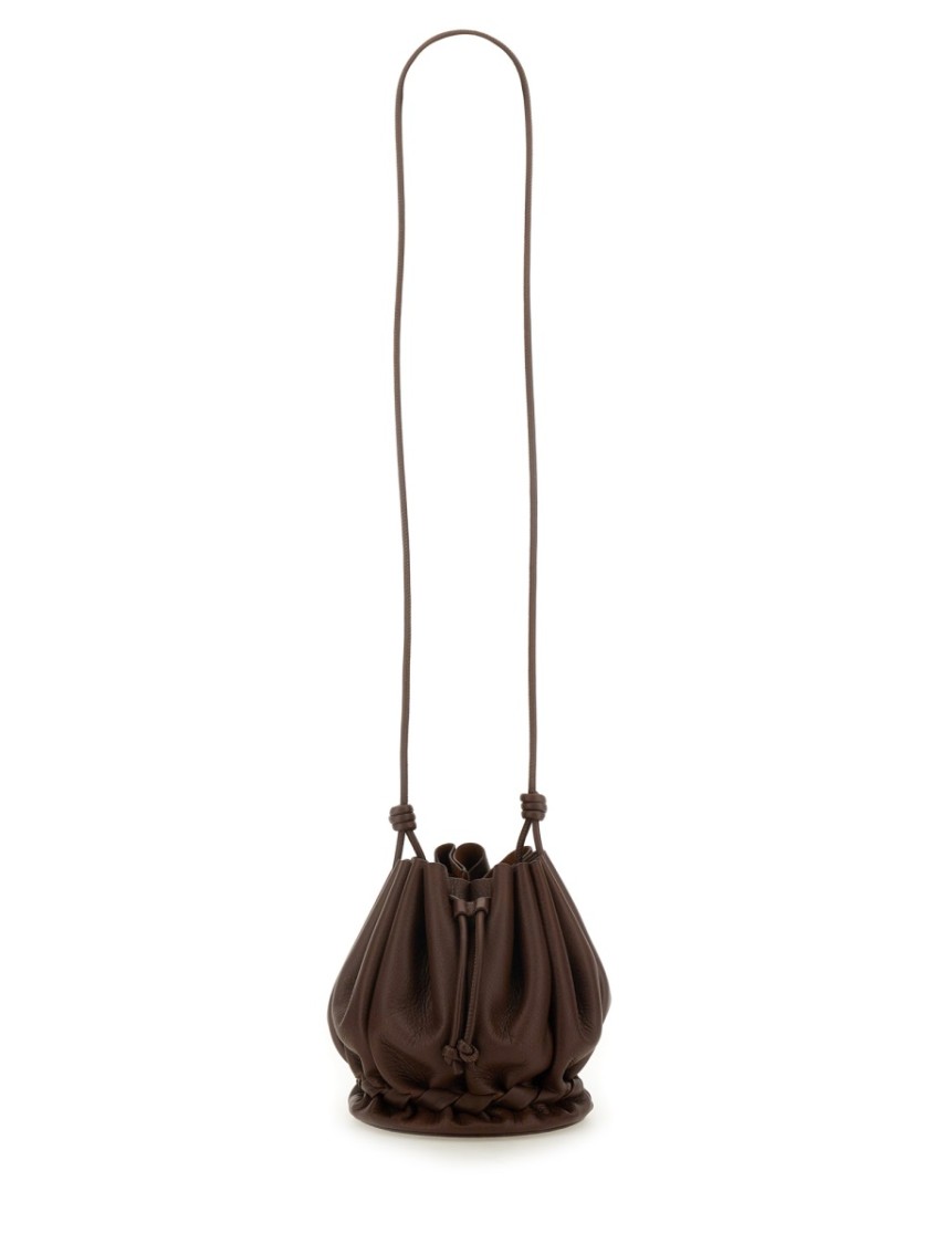 Shop Hereu Soft Gathered Brown Calf Leather Molina Bag