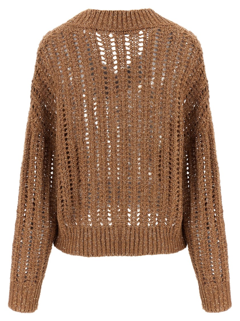 Brunello Cucinelli Rustic Dazzling Net Sweater In Brown