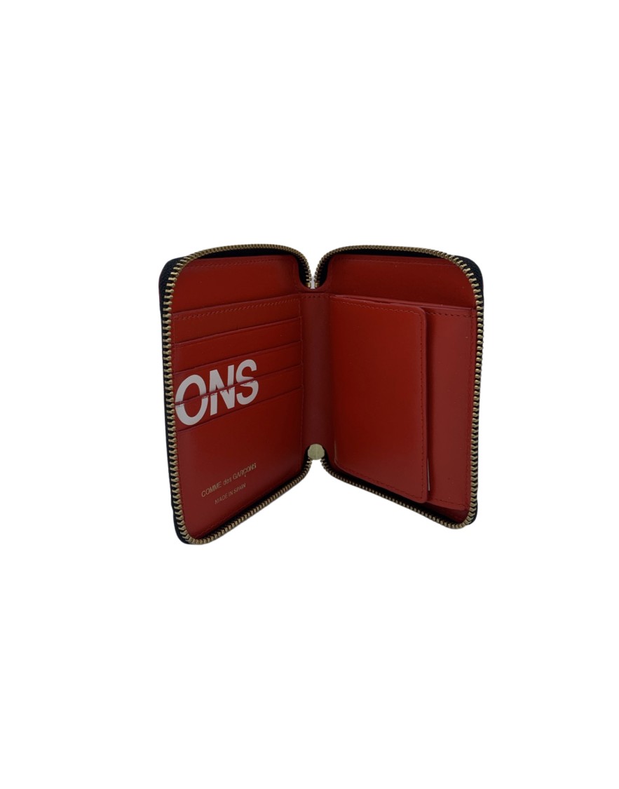 Wallet Cdg Zip-around Smooth Leather Wallet With Bold Logo In Red