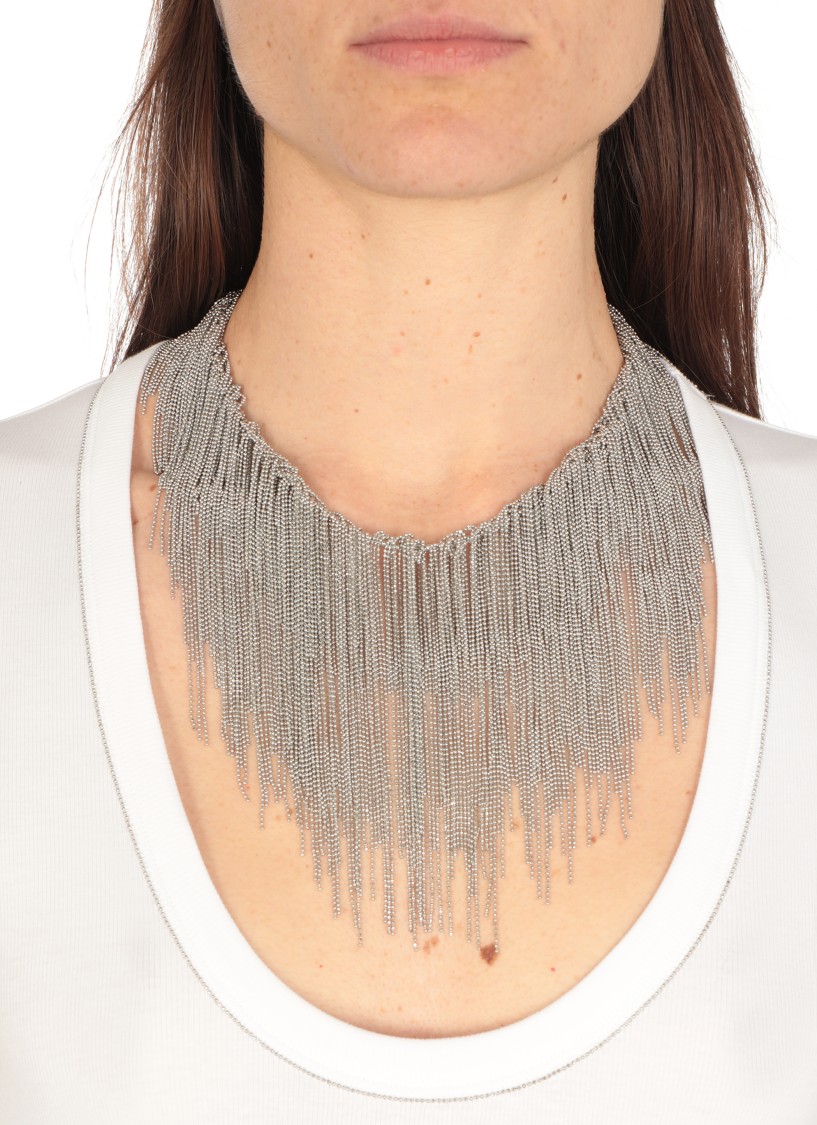 Fabiana Filippi Necklace With Fringes In Metallic