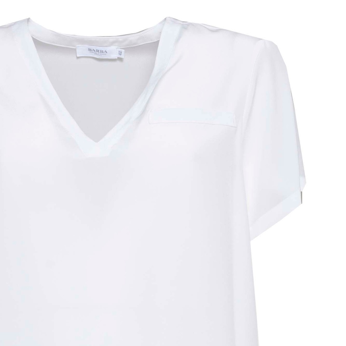 BARBA NAPOLI BARBA WHITE SILK V-NECK BLOUSE 