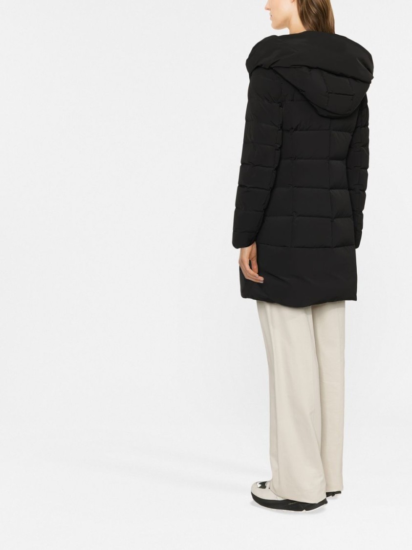 Woolrich Mid-length Padded Coat With Classic Hood In Black