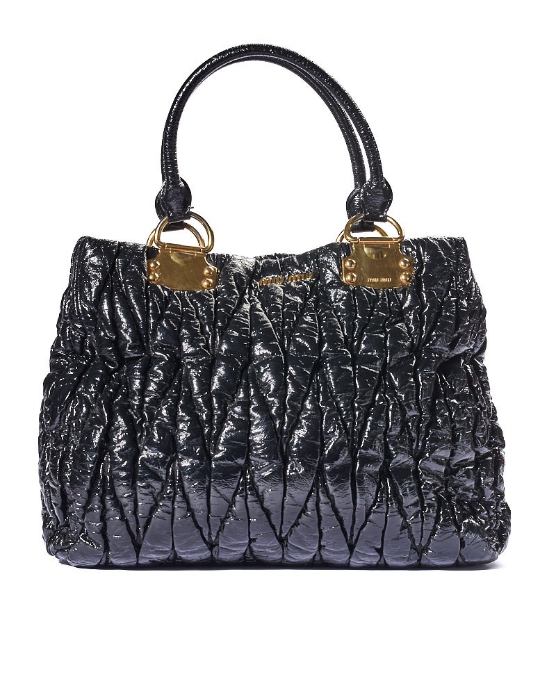 Miu Miu Shopper Large Matelassè Patent Black