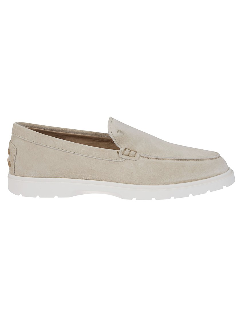 Tod's Slip-on Leather Moccasin Shoes With Cushioned Sole In Neutral