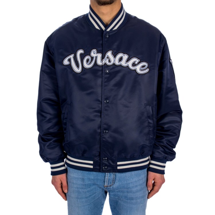 Versace Blue Bomber Jacket in Blue THE LIST