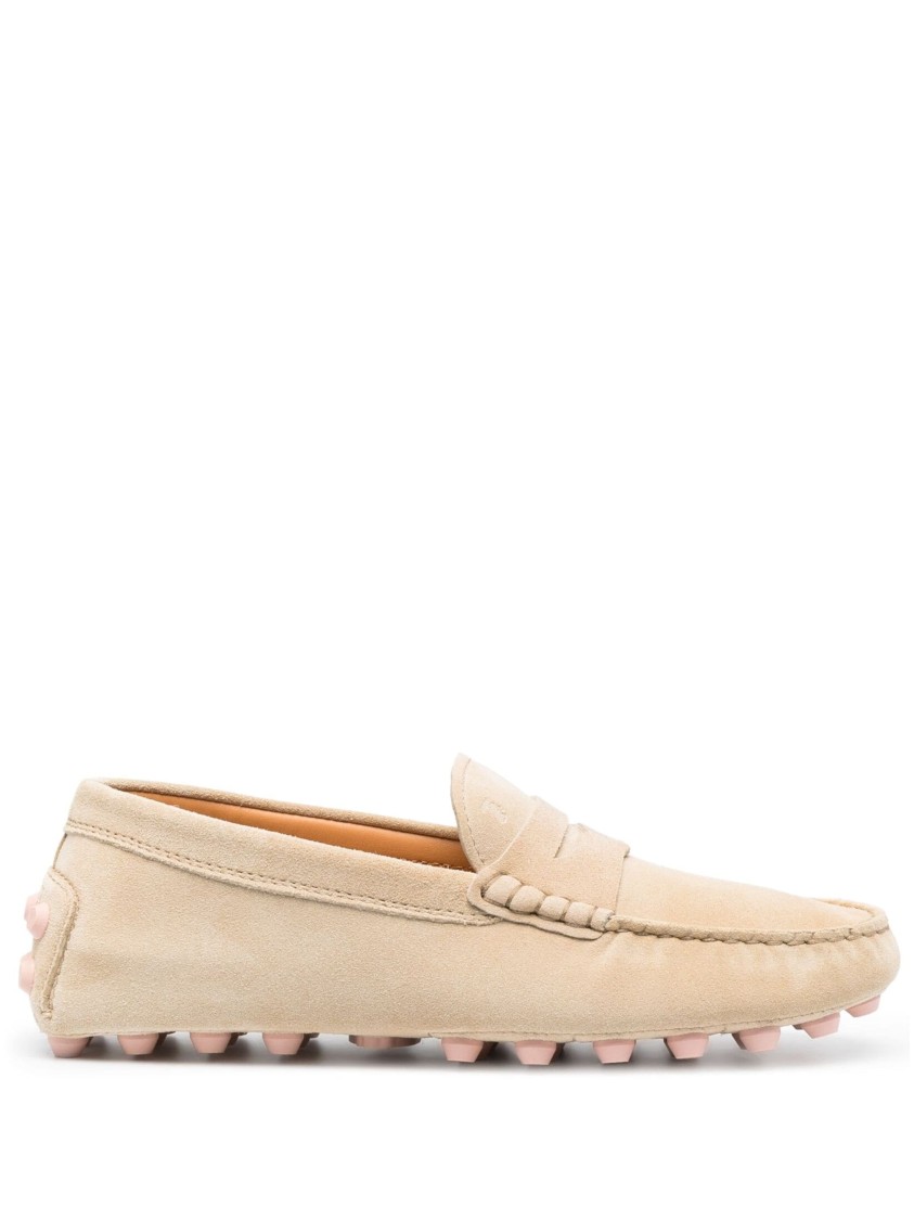 Tod's Gommino Bubble Suede Mocasins In Neutral