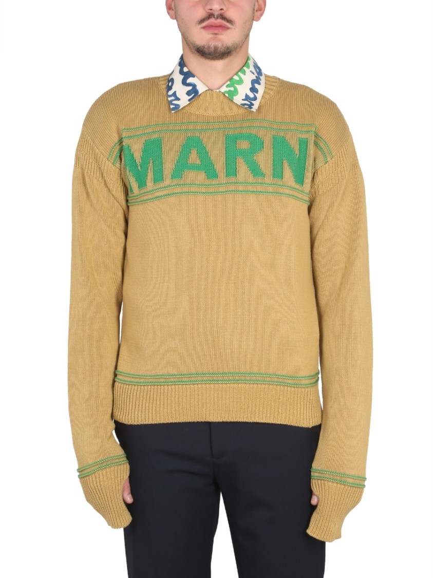 Shop Marni Cross-neck Knit Sweatshirt