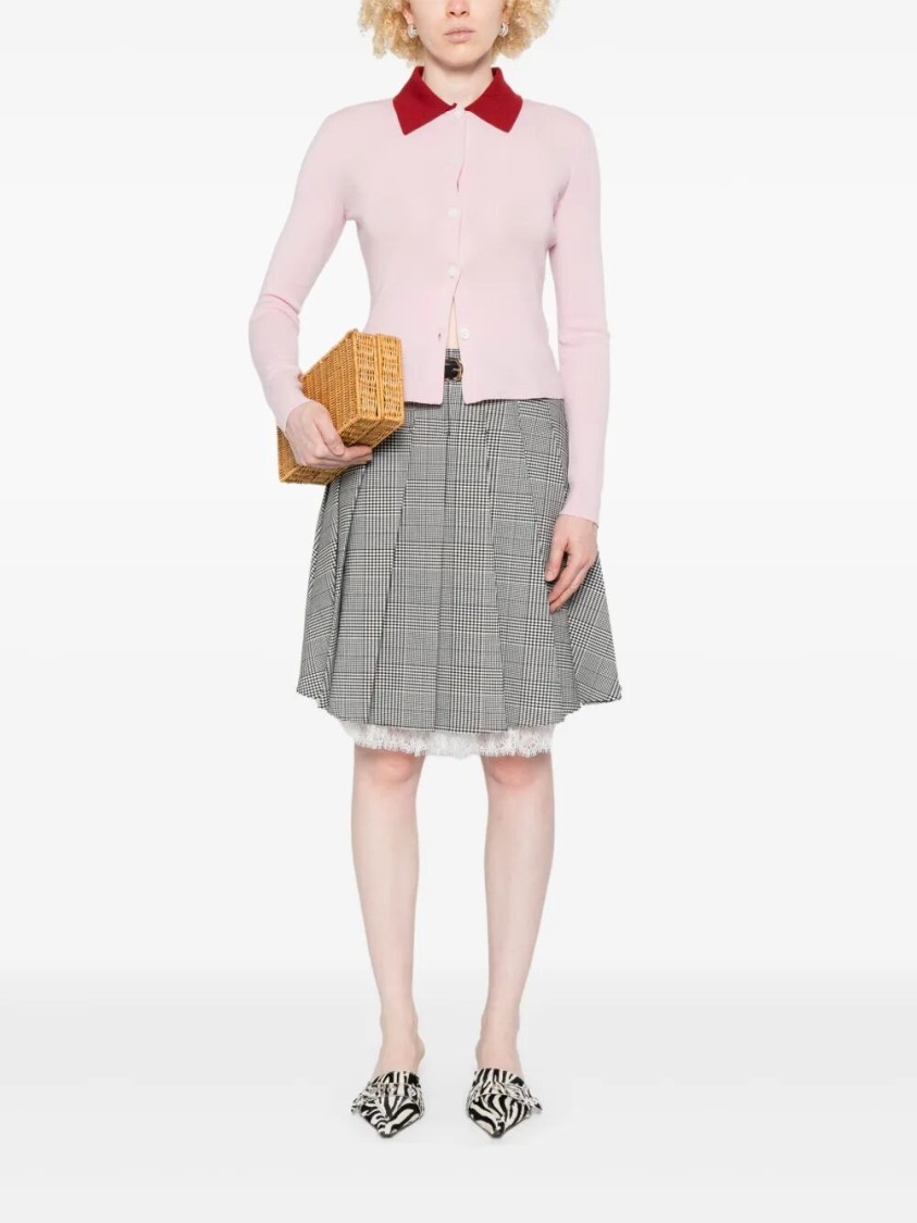 Self-portrait Prince Of Wales Pleated Midi Skirt In Gray