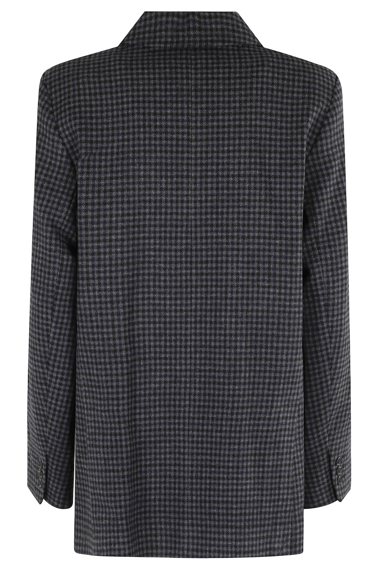 Apc A.p.c. Anthracite Double-breasted Jacket With Check Pattern In Black