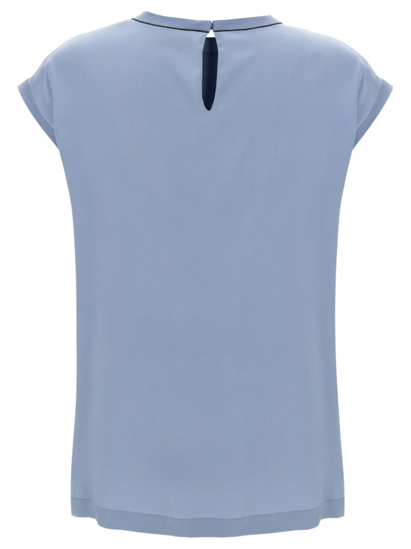 Brunello Cucinelli Silk Cap Sleeve T-shirt With Keyhole Back