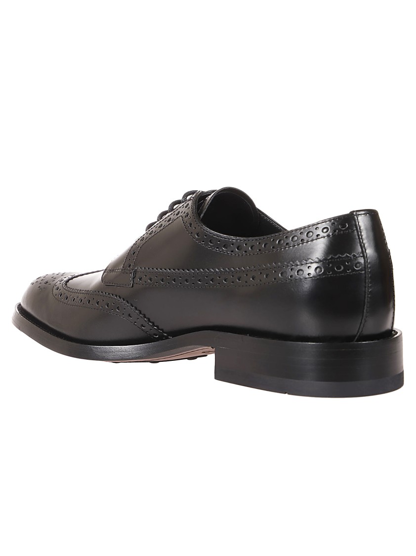 Tod's Classic Leather Brogue Shoes With Polished Finish In Black