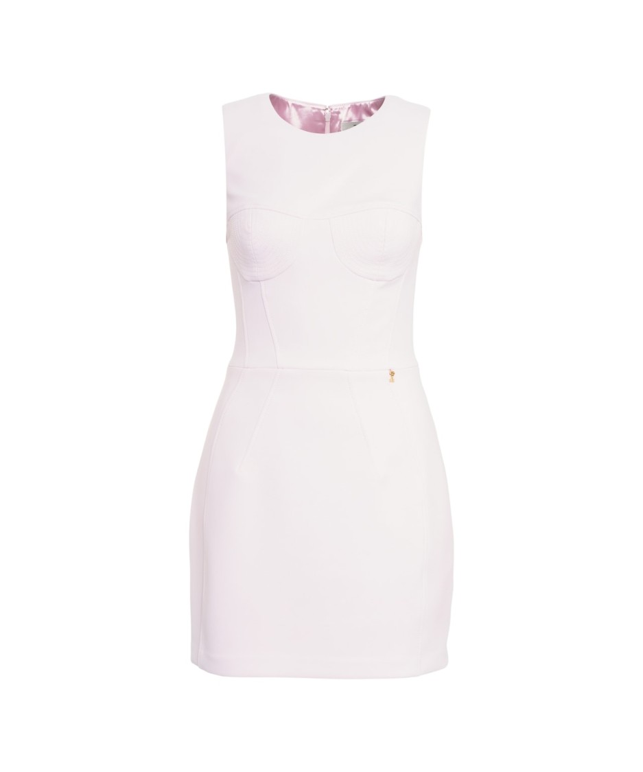 Elisabetta Franchi Sleeveless White Mini Dress With Golden Accents In White