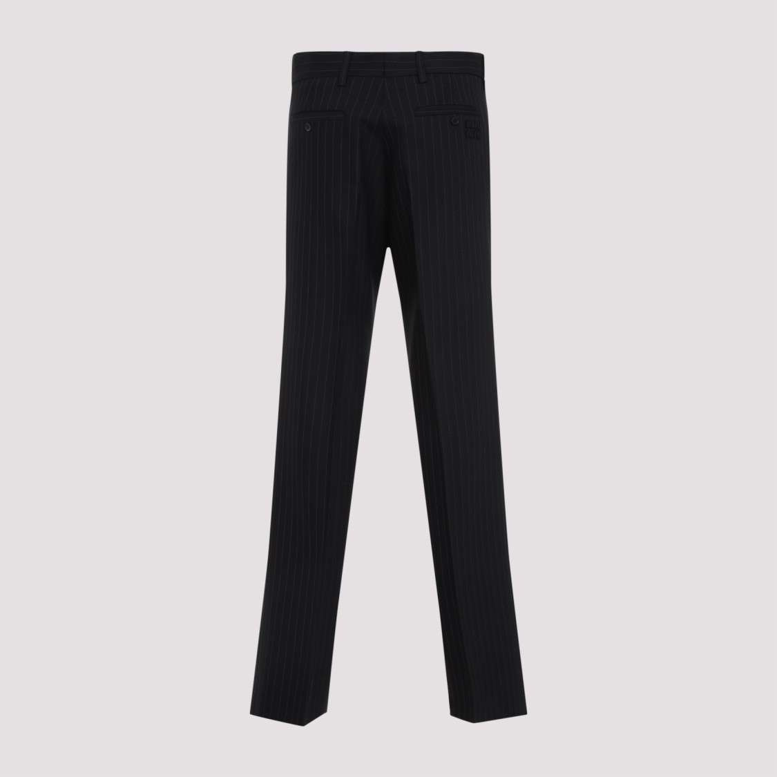 Miu Miu Wool Pants With Belt Loops And Pinstripes In Black