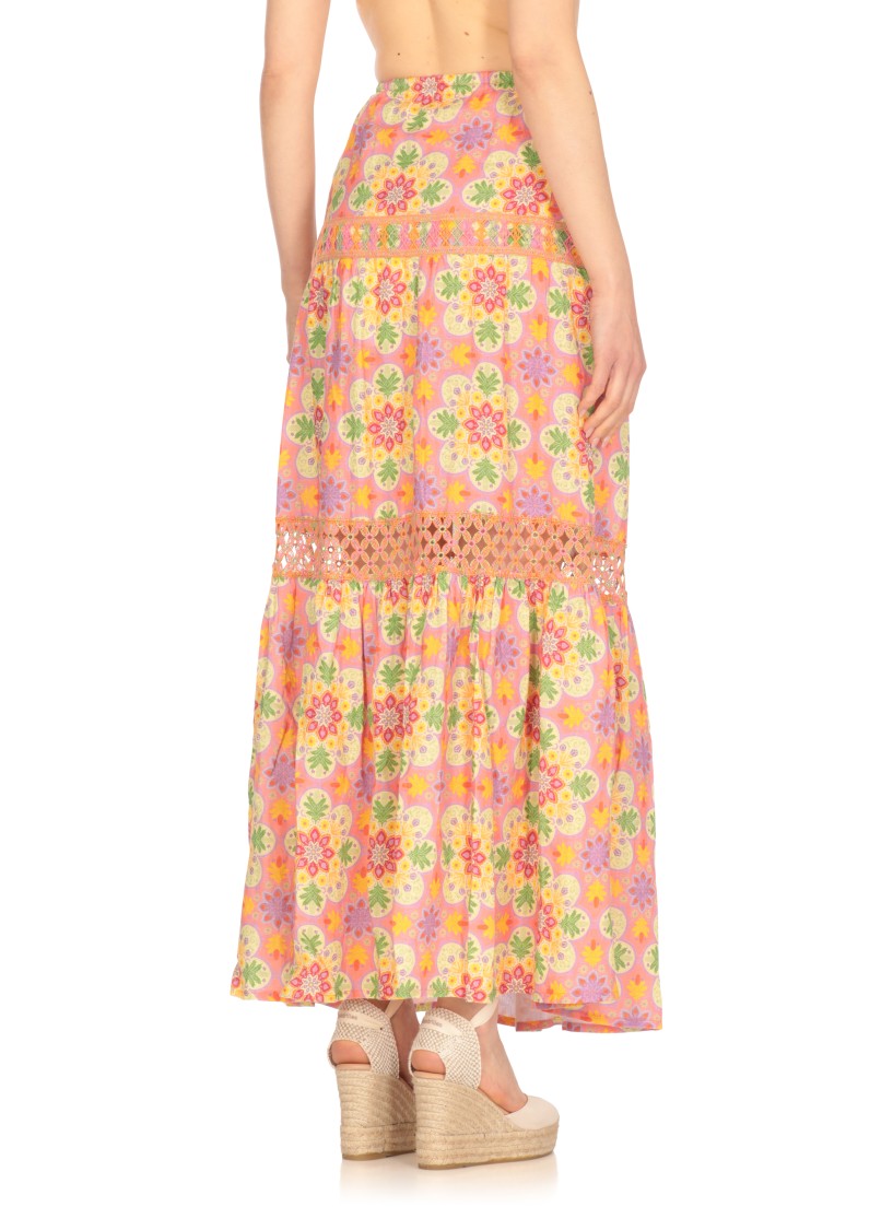 Temptation Maxi Skirt With Contrasting Floral Lace Inserts