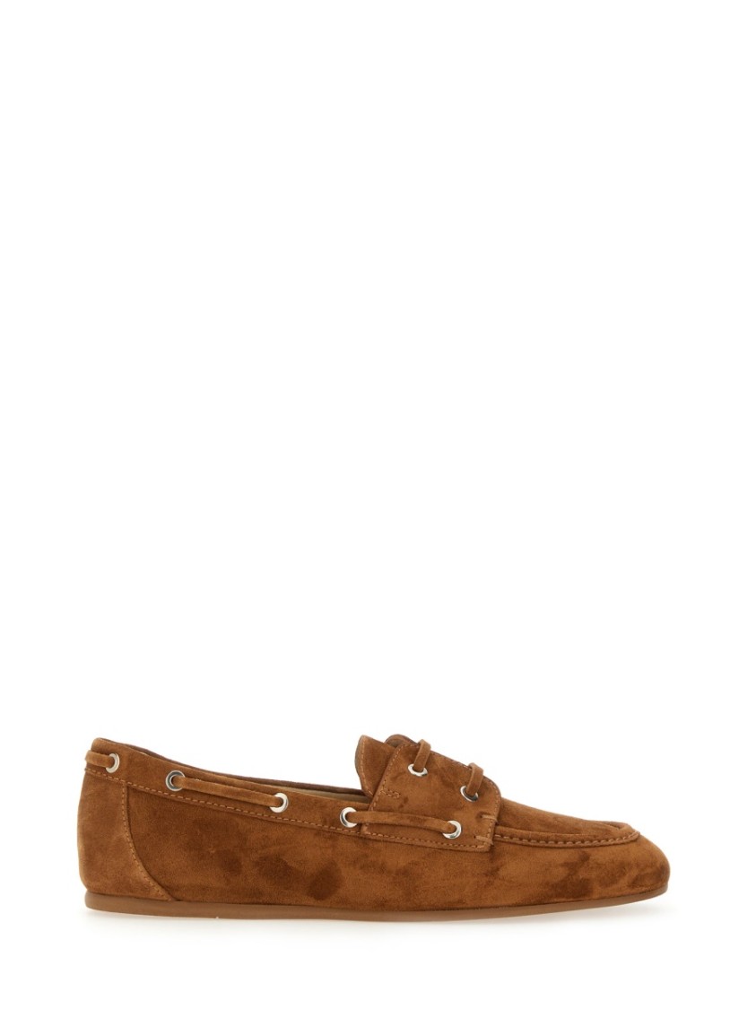 Stuart Weitzman Tinsley Moccasin Suede Loafers In Brown