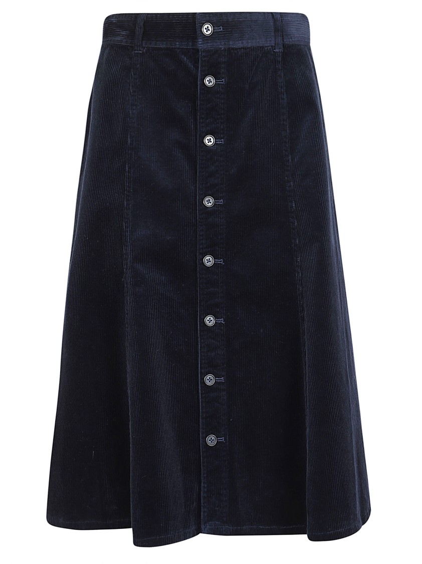 Polo Ralph Lauren A-line Cotton Skirt With Button-down Front In Black