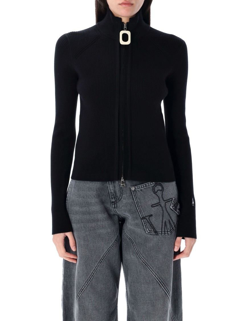 Shop Jw Anderson J. W. Anderson Fitted Zip-up Cardigan In Black