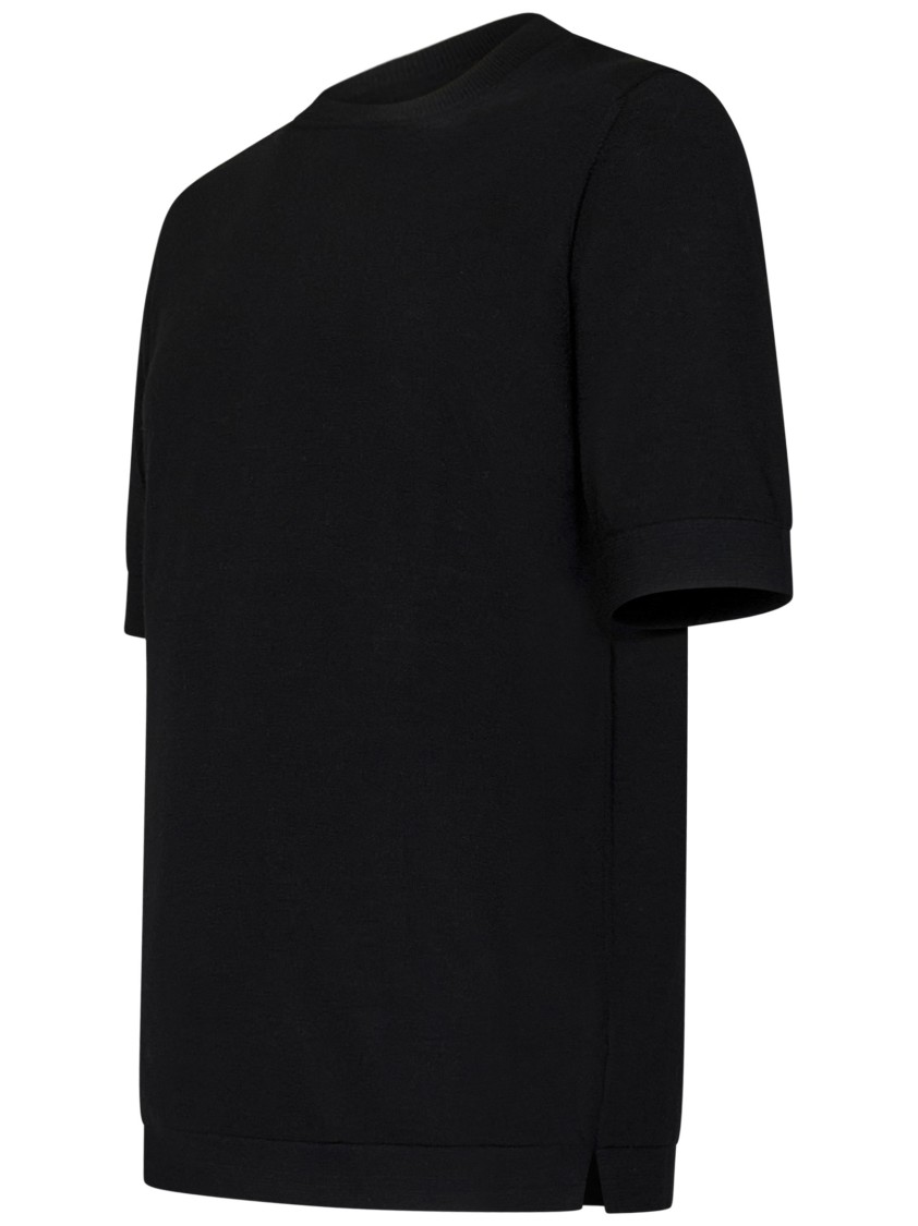 Franzese Collection Crewneck T-shirt In Superfine Merino Wool Blend In Black