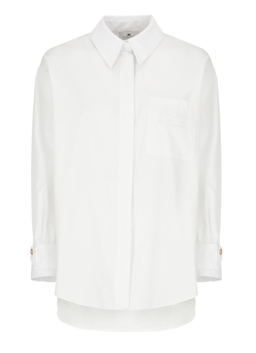 Elisabetta Franchi Shirt With Embroidered Pocket In White