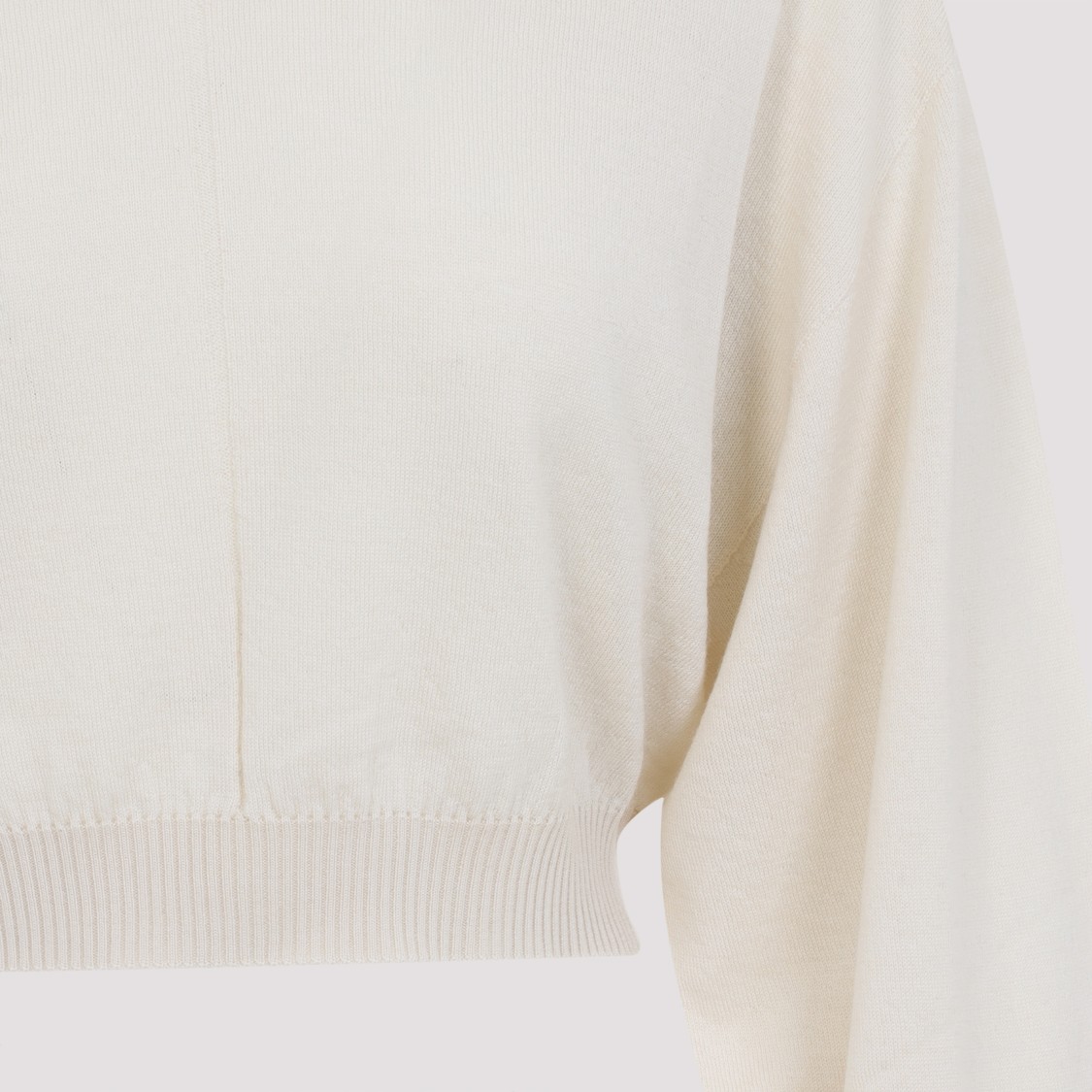 Rick Owens Natural White Virgin Wool Cropped Hooded Tunic Pullover In White