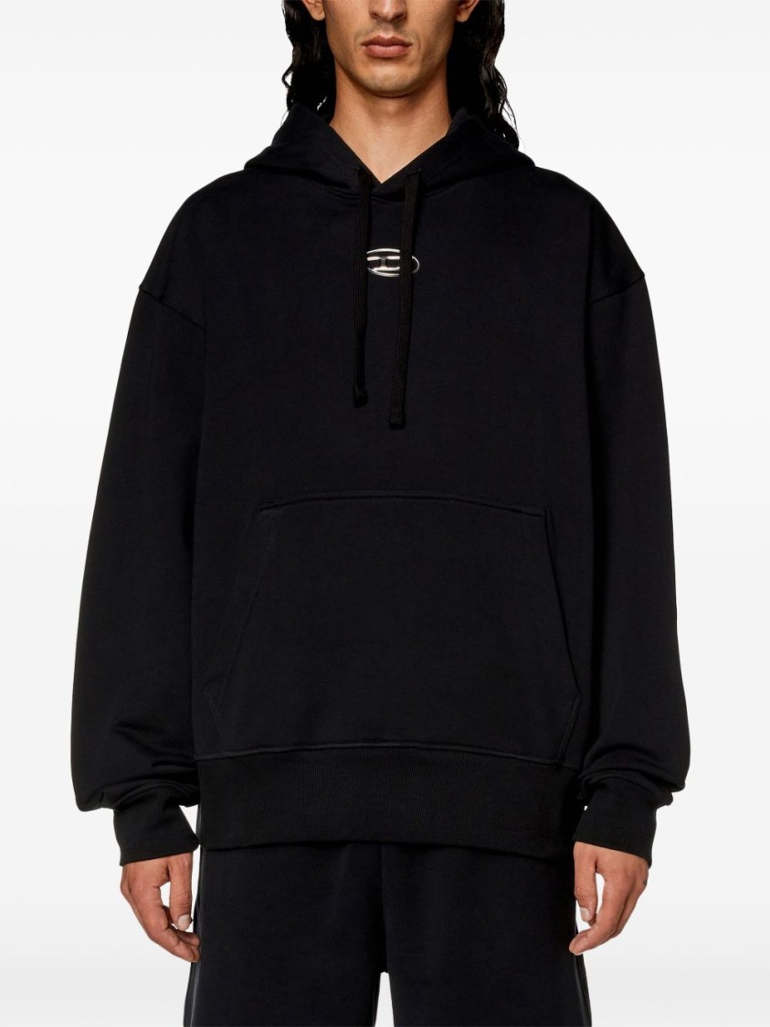 Diesel Relaxed Fit Hoodie With Classic Hood And Kangaroo Pocket In Black