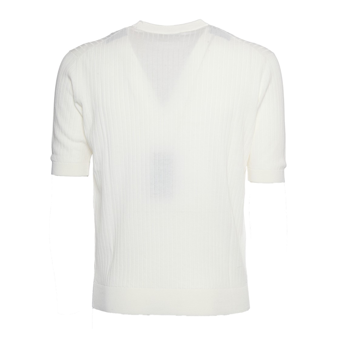 Settefili Cashmere Mezza Manica Girocollo High Gauge T-shirt In White
