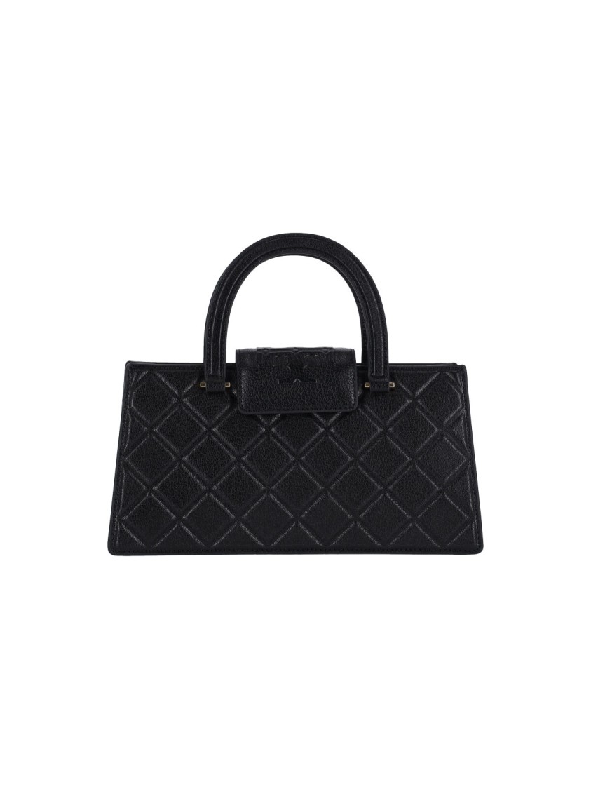 Tory Burch "Fleming East-West" Mini Tote Bag  Black
