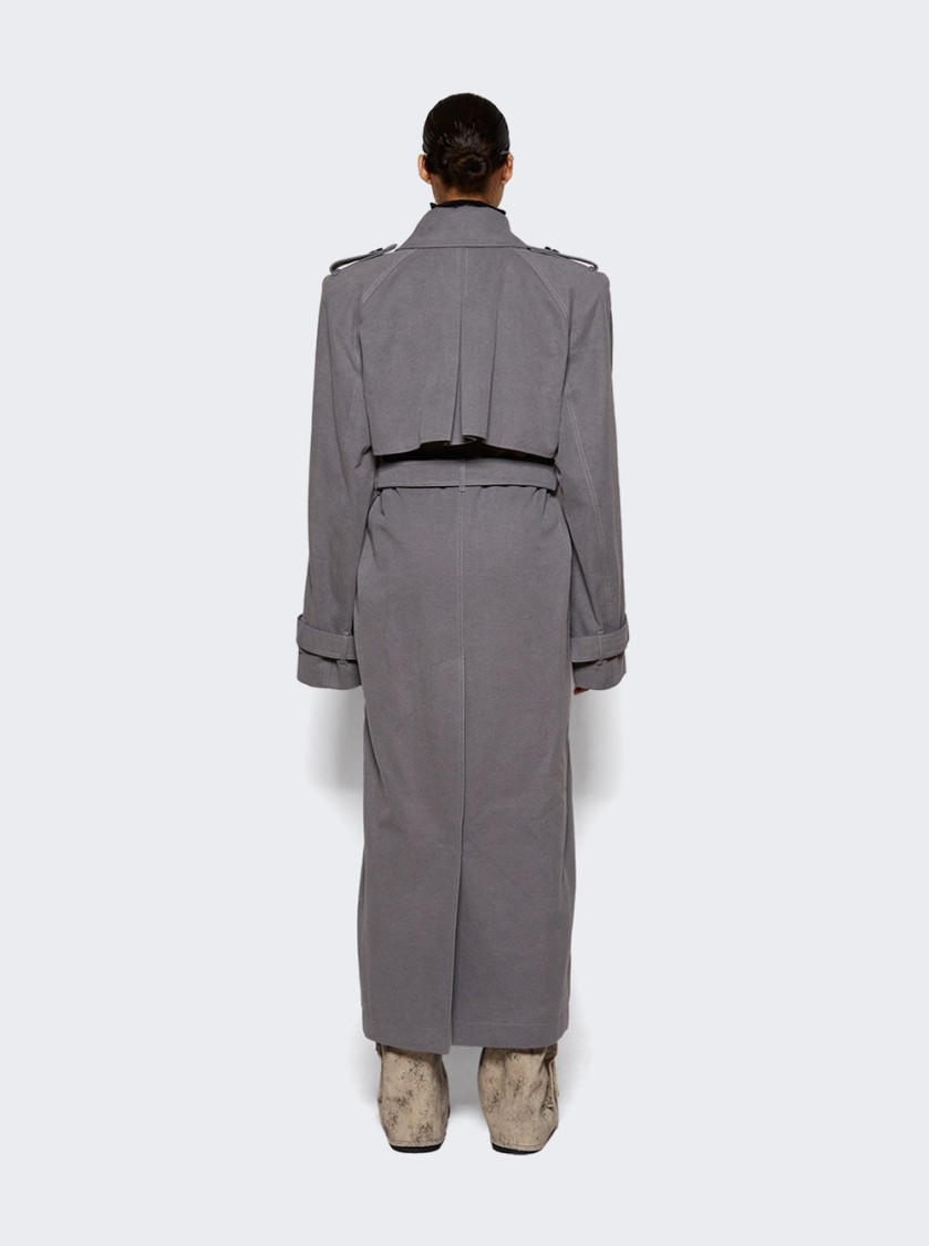 Attico The Structured Grey Canvas Trench Coat