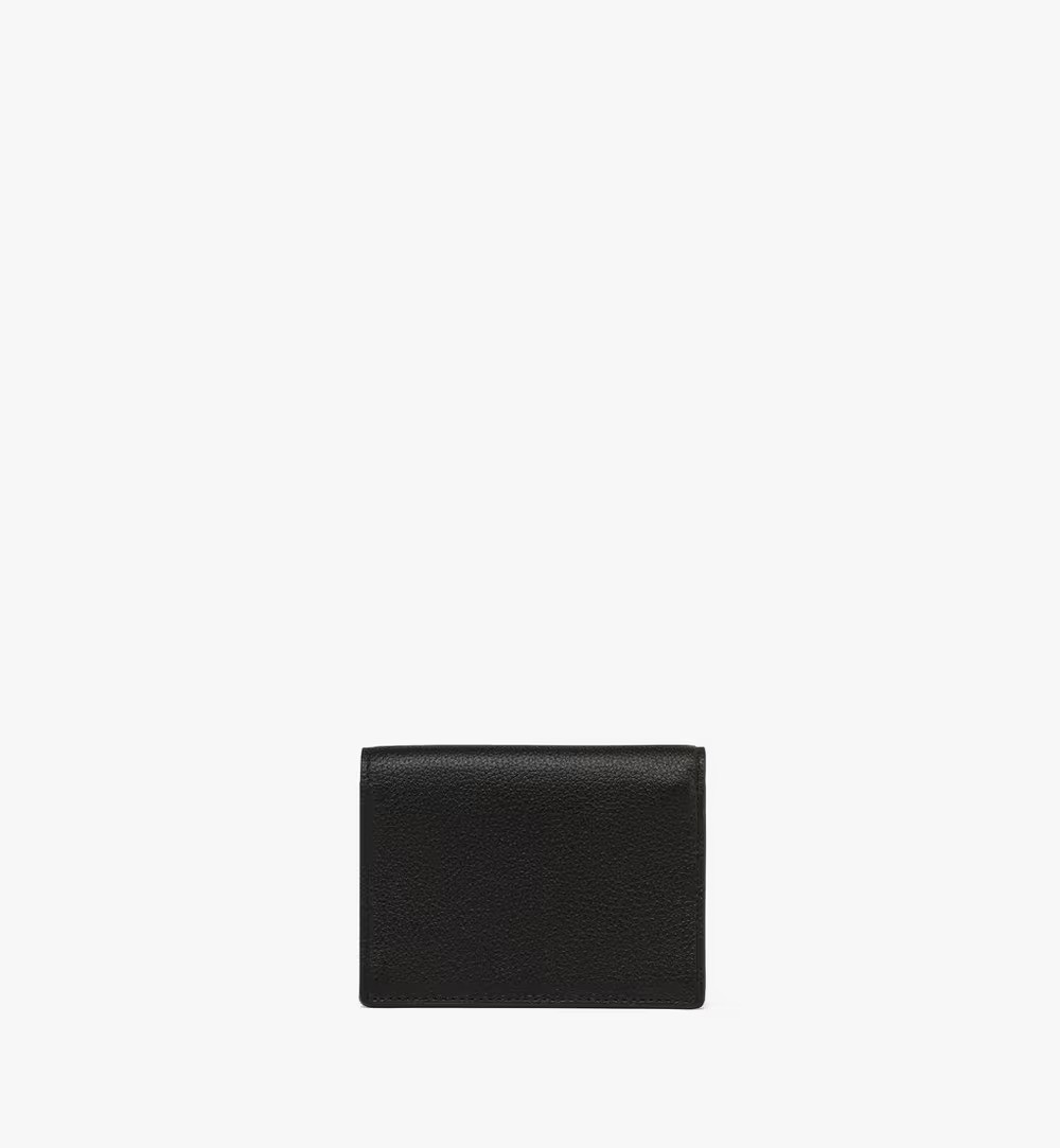 Mcm Embossed Leather Wallet With Laurel Wreath Detail In Black